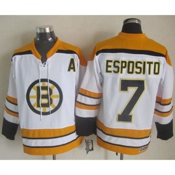 Boston Bruins #7 Phil Esposito White CCM Throwback...