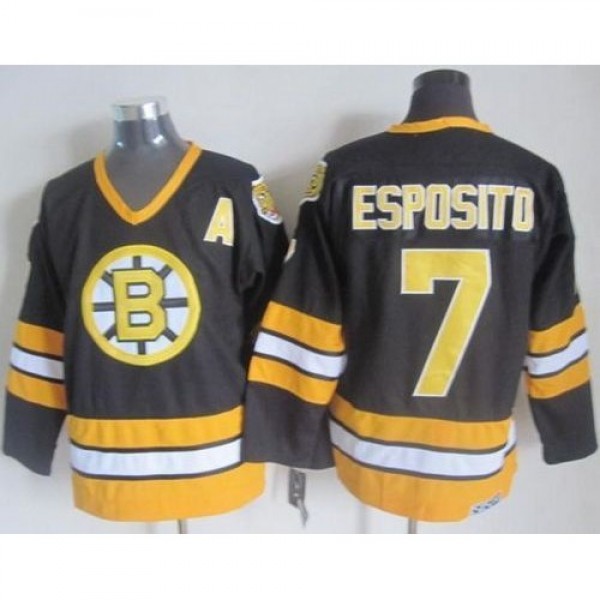 Boston Bruins #7 Phil Esposito Black/Yellow CCM Th...