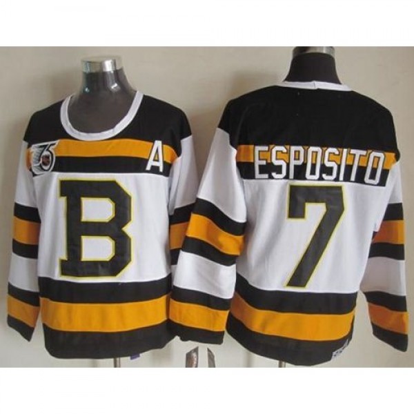 Boston Bruins #7 Phil Esposito White CCM Throwback...