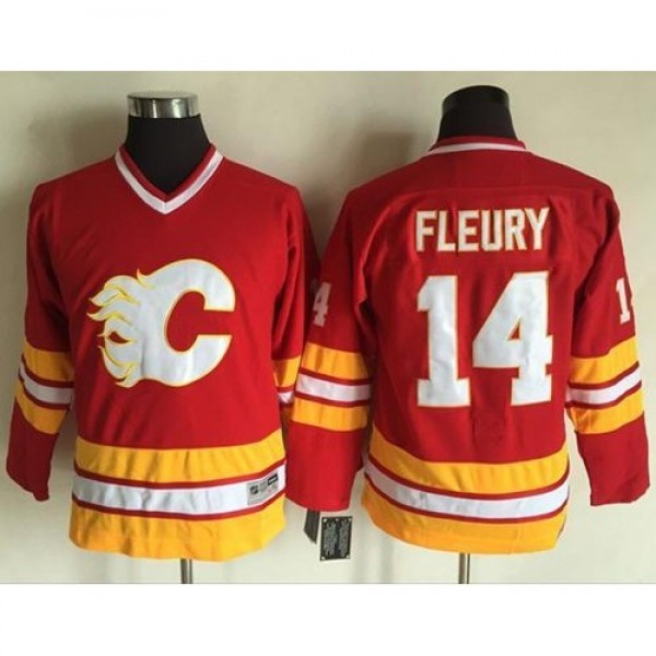 Calgary Flames #14 Theoren Fleury Red CCM Throwbac...