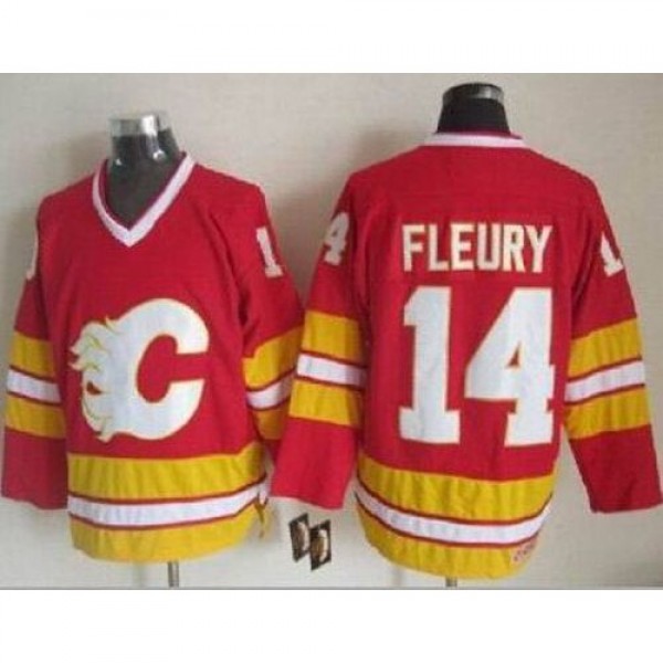 Calgary Flames #14 Theoren Fleury Red CCM Throwbac...