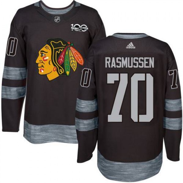 Adidas Chicago Blackhawks #70 Dennis Rasmussen Bla...