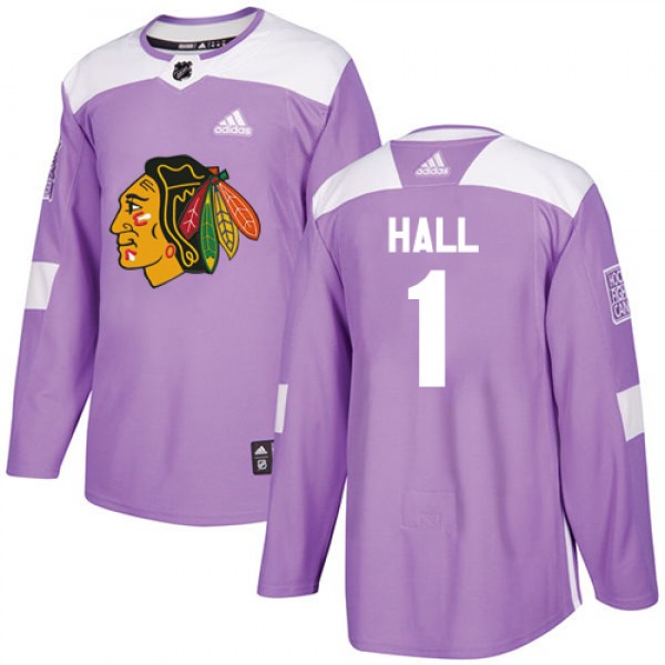 Adidas Chicago Blackhawks #1 Glenn Hall Purple Aut...