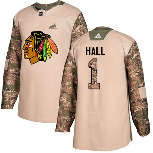Adidas Chicago Blackhawks #1 Glenn Hall Camo Authe...