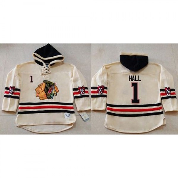 Chicago Blackhawks #1 Glenn Hall Cream Heavyweight...