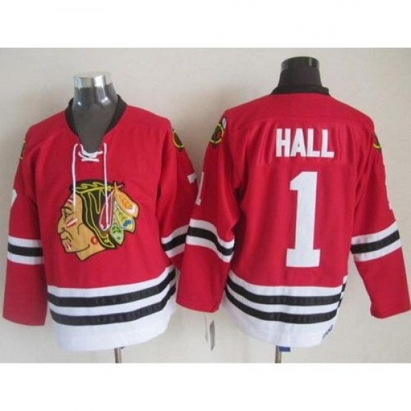 Chicago Blackhawks #1 Glenn Hall Stitched Red CCM ...