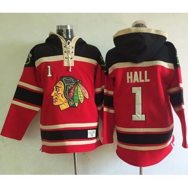 Chicago Blackhawks #1 Glenn Hall Red Sawyer Hooded...