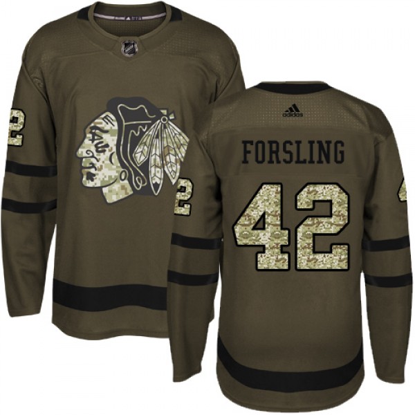 Adidas Chicago Blackhawks #42 Gustav Forsling Gree...