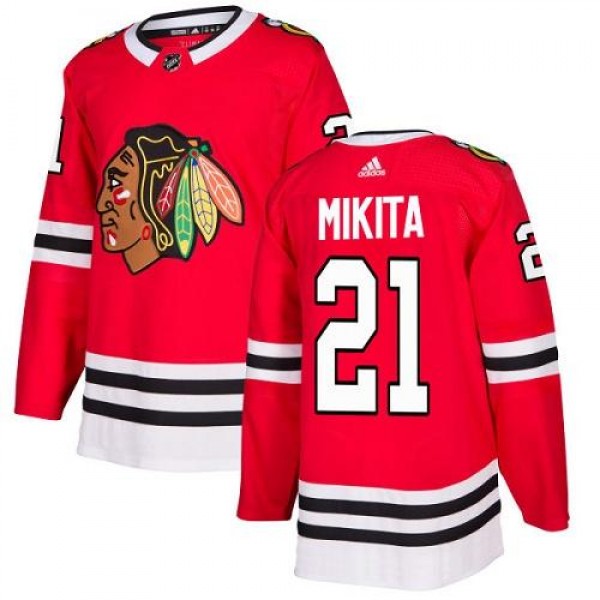 Adidas Chicago Blackhawks #21 Stan Mikita Red Home...