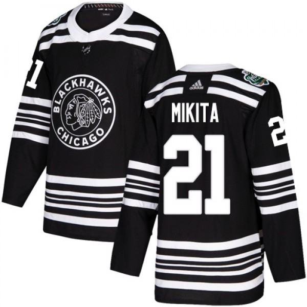 Adidas Chicago Blackhawks #21 Stan Mikita Black Au...