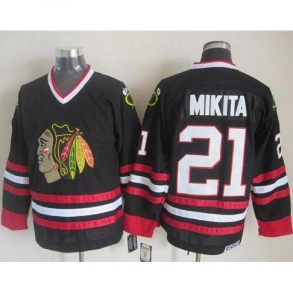 Chicago Blackhawks #21 Stan Mikita Black CCM Throw...