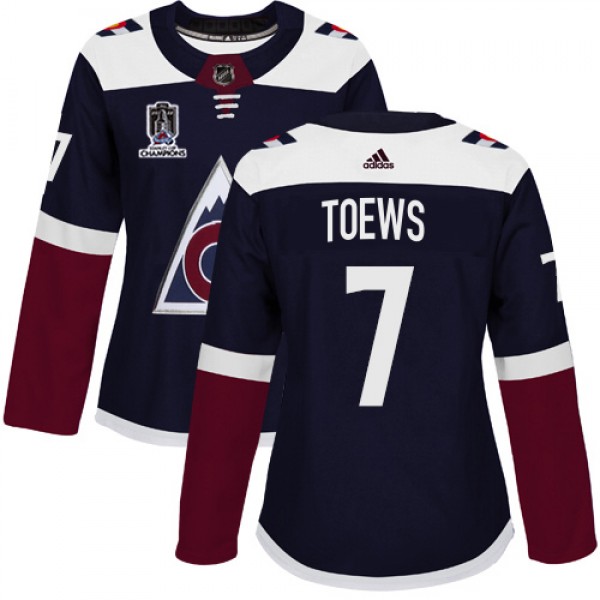 Adidas Colorado Avalanche #7 Devon Toews Navy Wome...