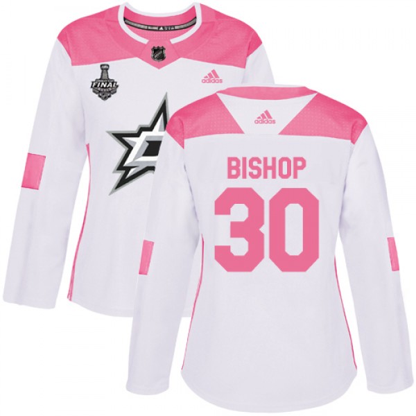Adidas Dallas Stars #30 Ben Bishop White/Pink Auth...