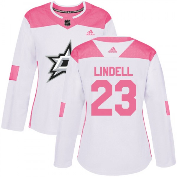 Adidas Dallas Stars #23 Esa Lindell White/Pink Aut...