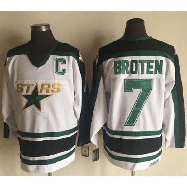Dallas Stars #7 Neal Broten White CCM Throwback St...