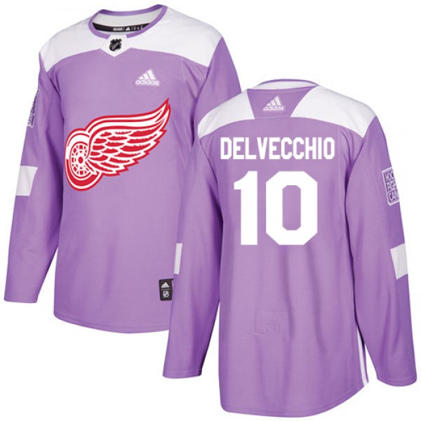 Adidas Detroit Red Wings #10 Alex Delvecchio Purpl...