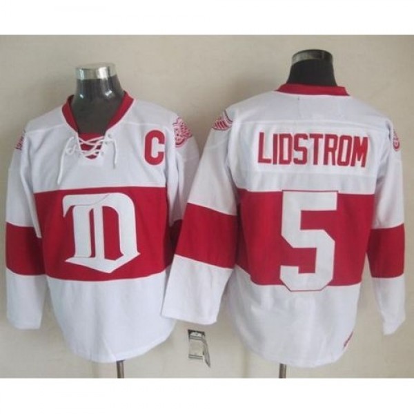 Detroit Red Wings #5 Nicklas Lidstrom White Winter...