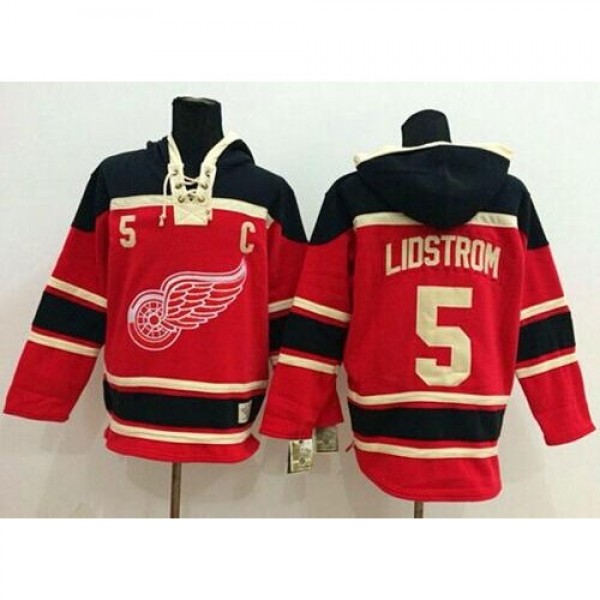 Detroit Red Wings #5 Nicklas Lidstrom Red Sawyer H...
