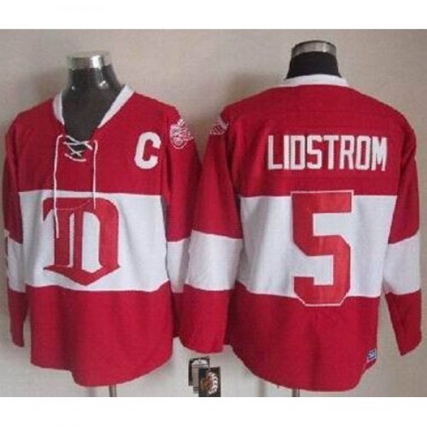Detroit Red Wings #5 Nicklas Lidstrom Red Winter C...