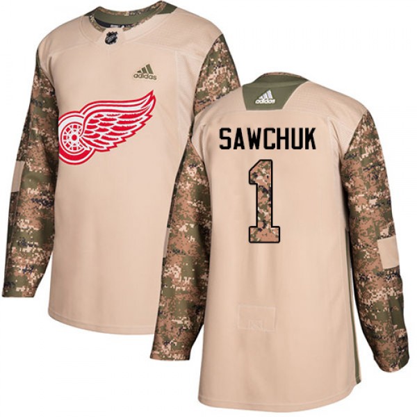 Adidas Detroit Red Wings #1 Terry Sawchuk Camo Aut...