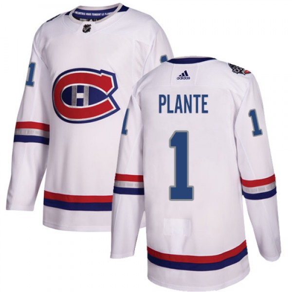 Adidas Montreal Canadiens #1 Jacques Plante White ...