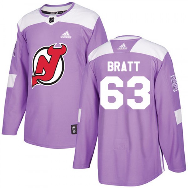 Adidas New Jersey Devils #63 Jesper Bratt Purple A...
