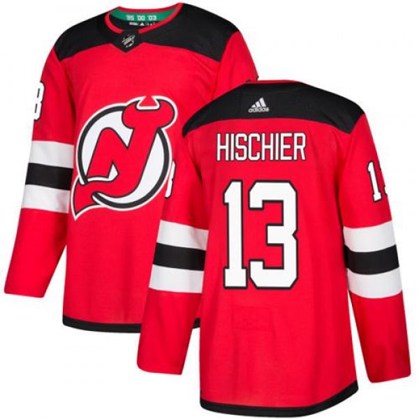 Adidas New Jersey Devils #13 Nico Hischier Red Hom...