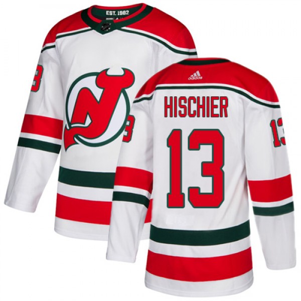Adidas New Jersey Devils #13 Nico Hischier White A...