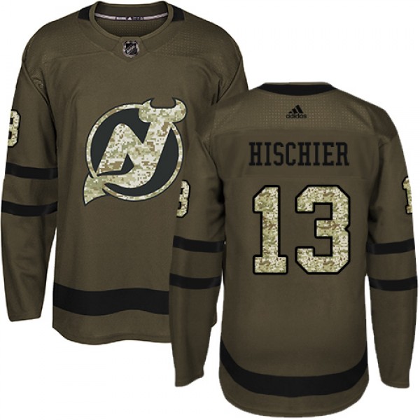 Adidas New Jersey Devils #13 Nico Hischier Green S...