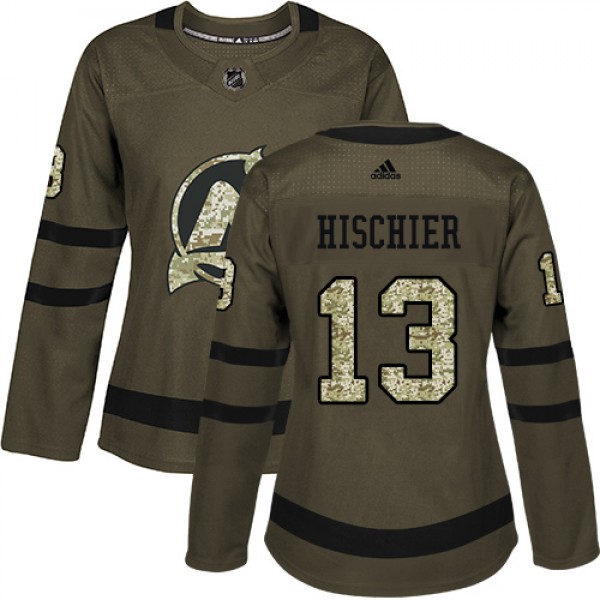 Adidas New Jersey Devils #13 Nico Hischier Green S...