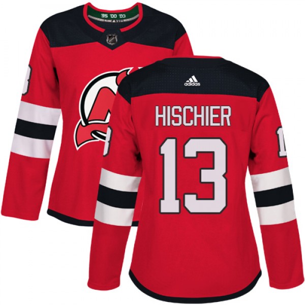 Adidas New Jersey Devils #13 Nico Hischier Red Hom...