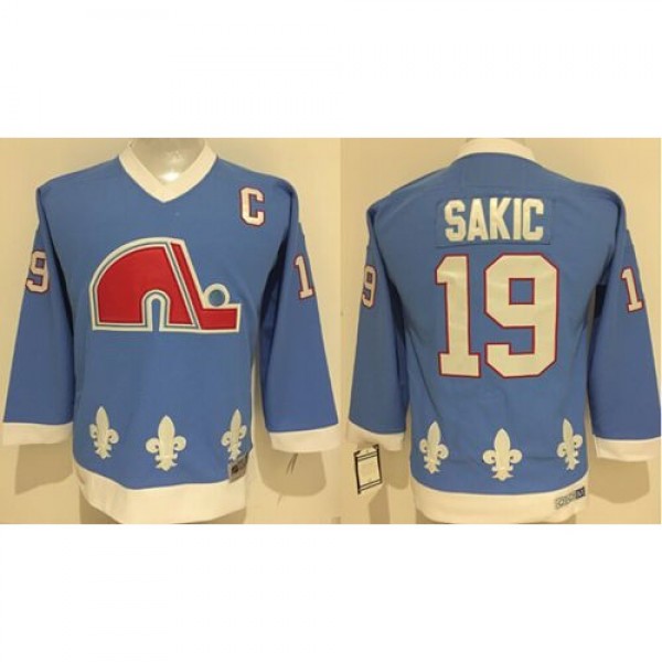 Quebec Nordiques #19 Joe Sakic Light Blue Stitched...