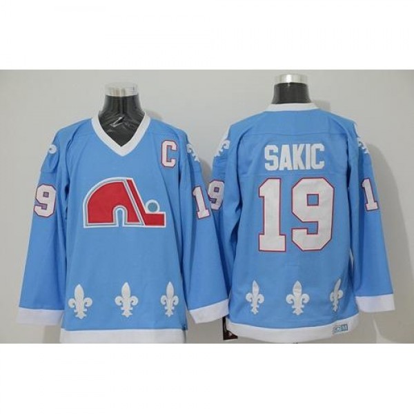 Quebec Nordiques #19 Joe Sakic Light Blue CCM Thro...
