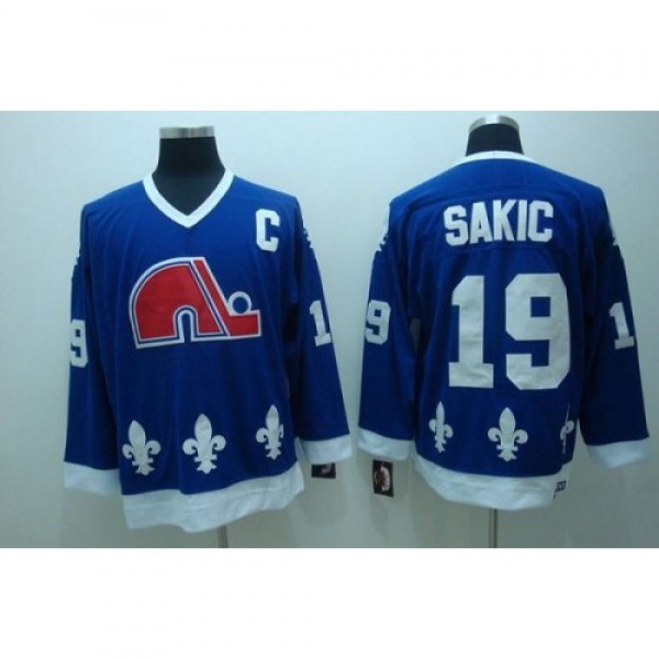 Quebec Nordiques #19 Joe Sakic Stitched CCM Throwb...