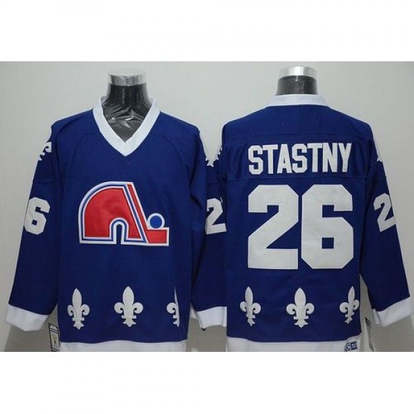 Quebec Nordiques #26 Peter Stastny Blue CCM Throwb...