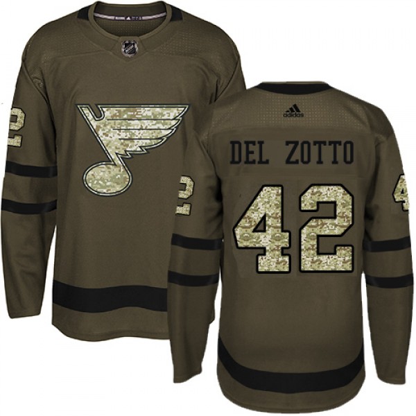 Adidas St. Louis Blues #42 Michael Del Zotto Green...