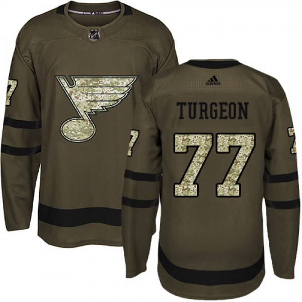 Adidas St. Louis Blues #77 Pierre Turgeon Green Sa...