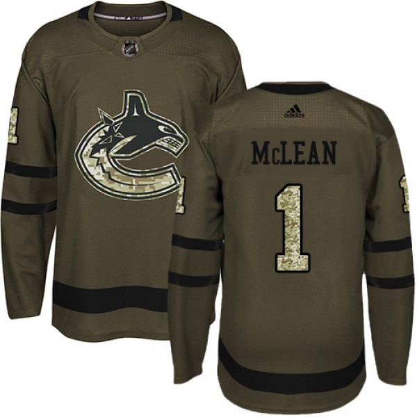 Adidas Vancouver Canucks #1 Kirk Mclean Green Salu...